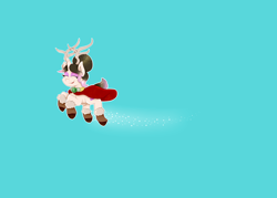 Size: 2800x2000 | Tagged: safe, artist:kathepart, imported from derpibooru, oc, oc only, oc:kinna-ca, unicorn, animal costume, christmas, clothes, costume, eyes closed, happy, holiday, horn, makeup, reindeer costume, simple background, solo