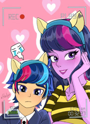 Size: 750x1023 | Tagged: safe, artist:paracetamolnavo30, imported from derpibooru, twilight sparkle, oc, human, equestria girls, female, male, offspring, parent:flash sentry, parent:twilight sparkle, parents:flashlight