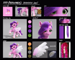 Size: 5048x4053 | Tagged: safe, imported from derpibooru, pipp petals, pegasus, pony, 3d, concept art, cutie mark, female, g5, mare, my little pony: a new generation, official, reference sheet, solo