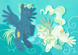 Size: 3305x2323 | Tagged: safe, artist:fizzmitz, imported from derpibooru, sky stinger, vapor trail, pegasus, pony, duo