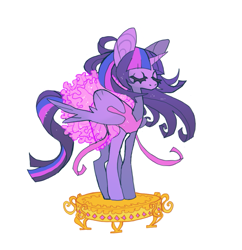 Size: 851x879 | Tagged: safe, artist:cutesykill, imported from derpibooru, twilight sparkle, alicorn, pony, ballerina, big ears, clothes, colored eyelashes, eyelashes, eyes closed, female, flowing mane, flowing tail, folded wings, frilly skirt, gray eyelashes, horn, large wings, leotard, long mane, long tail, mare, music box, purple coat, simple background, solo, sparkles, sparkly mane, sparkly tail, standing, tail, thick eyelashes, three quarter view, three toned mane, three toned tail, tutu, twilight sparkle (alicorn), unicorn horn, white background, wings