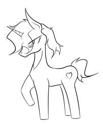 Size: 1791x2217 | Tagged: safe, artist:star flame, imported from derpibooru, oc, oc only, oc:star flame, pony, unicorn, black and white, grayscale, horn, lineart, male, monochrome, simple background, solo, white background