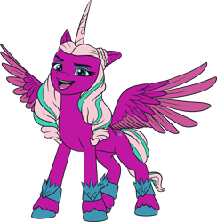 Size: 4382x4482 | Tagged: safe, imported from derpibooru, opaline arcana, alicorn, pony, .ai available, .svg available, female, g5, g5 brand assets, horn, mare, my little pony: make your mark, official, simple background, solo, spread wings, svg, transparent background, unshorn fetlocks, vector, wings