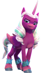 Size: 1632x2915 | Tagged: safe, imported from derpibooru, opaline arcana, alicorn, pony, female, folded wings, g5, g5 brand assets, horn, mare, my little pony: make your mark, official, simple background, solo, transparent background, unshorn fetlocks, wings