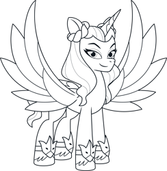 Size: 4369x4485 | Tagged: safe, imported from derpibooru, opaline arcana, alicorn, pony, .ai available, .svg available, female, g5, g5 brand assets, lineart, mare, my little pony: tell your tale, official, simple background, solo, svg, transparent background, vector