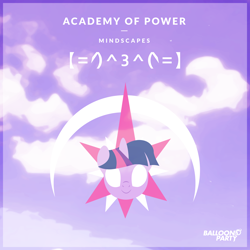 Size: 4096x4096 | Tagged: safe, imported from derpibooru, twilight sparkle, pony, unicorn, 2014, album cover, artifact, balloon party, brony history, brony music, female, horn, logo, mare, meta, nostalgia, old art, parody, porter robinson, solo