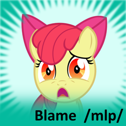 Size: 1024x1024 | Tagged: safe, artist:the smiling pony, imported from derpibooru, apple bloom, derpibooru, /mlp/, meta, official spoiler image, solo, spoiler tag, spoilered image joke