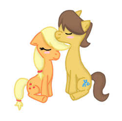 Size: 468x466 | Tagged: safe, artist:firenekos78, imported from derpibooru, applejack, caramel, earth pony, pony, carajack, female, male, mare, shipping, simple background, stallion, straight, transparent background