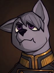 Size: 1040x1400 | Tagged: safe, artist:bunnyshrubby, imported from derpibooru, oc, oc only, oc:barnaby bronzetail, oc:count barnaby bronzetail, diamond dog, equestria at war mod, bust, clothes, diamond dog oc, frown, jewelry, male, military, military uniform, portrait, regalia, serious, serious face, solo, uniform, updated portrait, updated portraits, updated portraits from the equestria at war mod