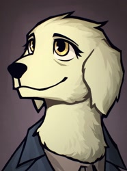 Size: 1040x1400 | Tagged: safe, artist:bunnyshrubby, imported from derpibooru, oc, oc only, oc:rosey luxembark, diamond dog, equestria at war mod, bust, clothes, diamond dog oc, jacket, non-pony oc, portrait, smiling, solo, suit, updated portrait, updated portraits, updated portraits from the equestria at war mod