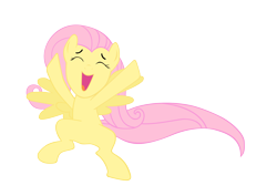 Size: 4000x2828 | Tagged: safe, artist:dumbfabric, imported from derpibooru, fluttershy, pegasus, pony, sonic rainboom (episode), 2011, cheering, eyes closed, female, mare, my little pony, open mouth, open smile, simple background, smiling, solo, spread wings, tail, transparent background, vector, wings