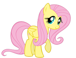 Size: 4000x3076 | Tagged: safe, artist:takua770, imported from derpibooru, fluttershy, pegasus, pony, .psd available, .svg available, female, folded wings, mare, raised hoof, simple background, smiling, solo, tail, transparent background, vector, wings