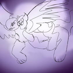 Size: 1280x1280 | Tagged: safe, anonymous artist, imported from derpibooru, sunny starscout, big cat, earth pony, leopard, alterro, aq bars, g5, implied allura, leopard tail, lying down, on back, paws, spread wings, tail, this day aria, wings