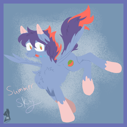 Size: 1600x1600 | Tagged: safe, artist:spectrum205, imported from derpibooru, oc, oc only, pegasus, blue body, chest fluff, drool, forked tongue, short hair, solo, spread wings, tongue out, wings