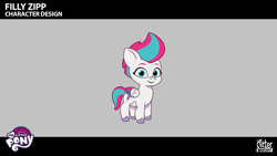 Size: 1920x1080 | Tagged: safe, imported from derpibooru, zipp storm, pegasus, pony, .psd available, colored wings, concept art, female, filly, filly zipp storm, foal, folded wings, g5, multicolored wings, my little pony: tell your tale, official, smiling, solo, unshorn fetlocks, wings, younger