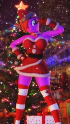 Size: 2160x3840 | Tagged: safe, artist:artempredator, oc, oc only, anthro, 3d, breasts, christmas, christmas sweater, clothes, female, gloves, holiday, one eye closed, solo, solo female, stockings, sweater, thigh highs