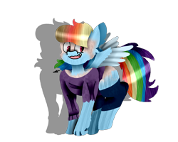 Size: 2834x2267 | Tagged: safe, artist:toffee-the-dingo, imported from derpibooru, rainbow dash, human, pegasus, pony, clothes, female, high res, human to pony, open mouth, simple background, smiling, solo, torn clothes, transformation, transparent background