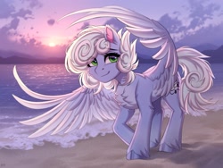 Size: 2048x1536 | Tagged: safe, artist:hakaina, oc, oc only, pony, beach, female, mare, solo