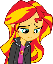 Size: 3000x3581 | Tagged: safe, artist:cloudy glow, imported from derpibooru, sunset shimmer, human, equestria girls, my little pony equestria girls: rainbow rocks, sad, simple background, solo, sunsad shimmer, transparent background, vector