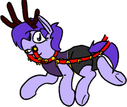 Size: 432x365 | Tagged: safe, artist:cammy, imported from derpibooru, oc, oc only, antlers, christmas, clothes, commission, fake antlers, holiday, looking at you, smiling, solo, ych result