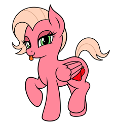 Size: 1350x1500 | Tagged: safe, artist:vomitvomiting, imported from derpibooru, oc, oc:strawberry shortcut, pegasus, pony, looking at you, simple background, solo, tongue out, white background