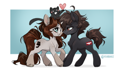 Size: 2500x1406 | Tagged: safe, artist:kez, imported from derpibooru, oc, oc only, oc:replica, oc:spipples, earth pony, pony, unicorn, cute, horn, spipplica