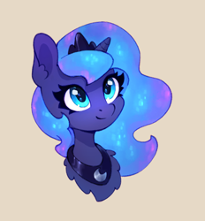 Size: 926x1000 | Tagged: safe, artist:maytee, imported from derpibooru, part of a set, princess luna, alicorn, pony, beige background, bust, cute, digital art, lunabetes, portrait, simple background, solo