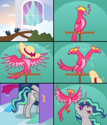 Size: 3600x4177 | Tagged: safe, artist:artisticwerks, imported from derpibooru, oc, oc:light breeze, alicorn, bird, phoenix, pony, butt, female, life's a breeze, mare, offspring, parent:king sombra, parent:princess celestia, parents:celestibra, tree