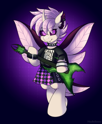 Size: 2310x2800 | Tagged: safe, artist:madelinne, imported from derpibooru, oc, oc:elytra, clothes, electric guitar, female, guitar, looking at you, mare, musical instrument, playing guitar, solo