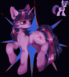 Size: 1810x2036 | Tagged: safe, artist:oniywy_xp, imported from derpibooru, twilight sparkle, alicorn, pony, unicorn, black background, female, mare, raised hoof, simple background, solo, turned head, twilight sparkle (alicorn), unicorn twilight