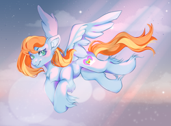 Size: 2067x1521 | Tagged: safe, artist:rakimou, imported from derpibooru, oc, oc only, pegasus, pony, flying, pegasus oc, solo, wings