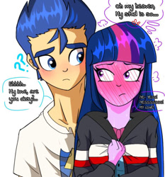 Size: 735x787 | Tagged: safe, artist:paracetamolnavo30, imported from derpibooru, flash sentry, twilight sparkle, human, equestria girls, blushing, female, flashlight, male, shipping, straight