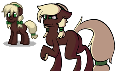 Size: 960x540 | Tagged: safe, artist:kharmacal, imported from derpibooru, oc, oc only, oc:vanilla bean, earth pony, pony, pony town, grimace, missing cutie mark, raised hoof