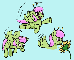 Size: 1285x1038 | Tagged: safe, artist:frilanka, imported from derpibooru, merry may, insect, pegasus, pony, flower, headband, simple background, solo, straw, sunflower