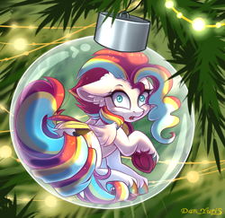 Size: 2400x2330 | Tagged: safe, alternate version, artist:yuris, imported from derpibooru, oc, oc only, pegasus, pony, advertisement, alternate character, ball, bauble, christmas, christmas ornament, christmas tree, commission, cute, decoration, frog (hoof), garland, glass, holiday, looking at you, looking back, micro, multi ych "christmas ball", open mouth, sitting, solo, tree, underhoof, ych result, your character here