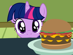 Size: 1949x1462 | Tagged: safe, artist:badumsquish, derpibooru exclusive, imported from derpibooru, twilight sparkle, alicorn, pony, :3, bacon, begging, behaving like a dog, burger, cheese, cheeseburger, cutemail, eyes on the prize, female, folded wings, food, hamburger, hungry, implied ponies eating meat, lettuce, mare, meat, offscreen character, omnivore twilight, plate, ponies wanting to eat meat, pov, puppy dog eyes, show accurate, sitting, solo, table, that pony sure does love burgers, tomato, twilight burgkle, twilight dog, twilight sparkle (alicorn), wings