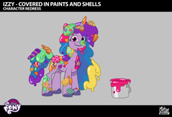 Size: 1920x1311 | Tagged: safe, imported from derpibooru, part of a set, izzy moonbow, pony, unicorn, leak, spoiler:g5, spoiler:my little pony: tell your tale, spoiler:tyts02e27, .ai available, .psd available, concept art, english, female, g5, horn, lil critter workshop, long mane, mare, messy, messy mane, messy mane izzy moonbow, messy tail, my little pony logo, my little pony: tell your tale, paint, paint bucket, ponycorn clone-i-corn, seashell, solo, tail, vector