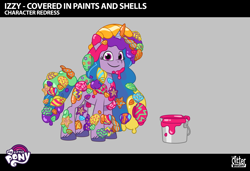 Size: 1920x1311 | Tagged: safe, imported from derpibooru, part of a set, izzy moonbow, pony, unicorn, leak, spoiler:g5, spoiler:my little pony: tell your tale, spoiler:tyts02e27, .ai available, .psd available, concept art, english, female, g5, horn, lil critter workshop, long mane, mare, messy, messy mane, messy mane izzy moonbow, messy tail, my little pony logo, my little pony: tell your tale, paint, paint bucket, ponycorn clone-i-corn, seashell, solo, tail, unshorn fetlocks, vector