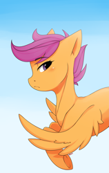 Size: 1949x3077 | Tagged: safe, artist:ridgessky, imported from derpibooru, scootaloo, pegasus, pony, bust, female, looking at you, mare, solo, sternocleidomastoid