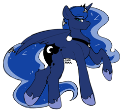 Size: 990x898 | Tagged: safe, artist:sinnpurr, imported from derpibooru, princess luna, alicorn, pony, female, looking at you, mare, outline, profile, raised hoof, simple background, solo, transparent background, white outline