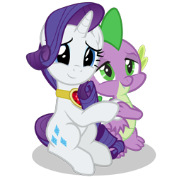 Size: 1920x1920 | Tagged: safe, artist:georgegarza01, imported from derpibooru, rarity, spike, dragon, pony, unicorn, age difference, cute, duo, duo male and female, female, fire ruby, g4, gem, horn, male, mare, raribetes, ruby, ship:sparity, shipping, simple background, sitting, sparity, spikabetes, straight, transparent background, vector