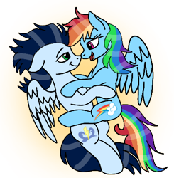 Size: 431x439 | Tagged: safe, artist:novaintellus, edit, imported from derpibooru, rainbow dash, soarin', pegasus, pony, female, male, mare, shipping, simple background, soarindash, stallion, straight, transparent background