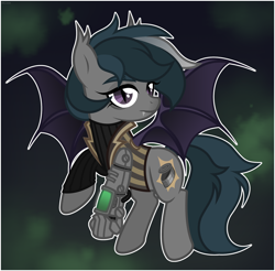 Size: 1796x1764 | Tagged: safe, artist:shizow, imported from derpibooru, oc, bat pony, pony, amputee, female, mare, prosthetic leg, prosthetic limb, prosthetics, solo