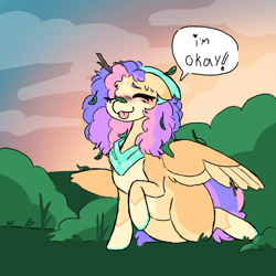 Size: 1500x1500 | Tagged: safe, artist:octanez, imported from derpibooru, oc, oc only, unnamed oc, pegasus, crash, scenery, speech bubble, talking, talking to viewer