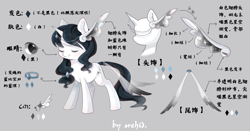 Size: 2160x1136 | Tagged: safe, artist:orchid, artist:orchidlanlan738, imported from derpibooru, oc, oc only, pony, unicorn, accessory, digital art, female, full body, horn, mare, reference sheet, smiling, solo, unicorn oc, white coat, wings