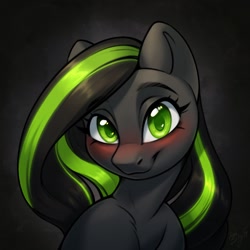 Size: 2048x2048 | Tagged: safe, artist:amishy, imported from derpibooru, oc, oc only, earth pony, pony, blushing, bust, console ponies, cute, earth pony oc, eyebrows, female, green eyes, looking at you, mare, ponified, portrait, smiling, smiling at you, solo, xbox