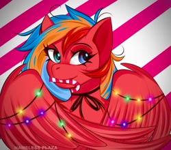 Size: 1137x1000 | Tagged: safe, artist:namelessplaza, imported from derpibooru, oc, pegasus, bust, candy, female, food, pegasus oc, portrait, solo, trade, wings