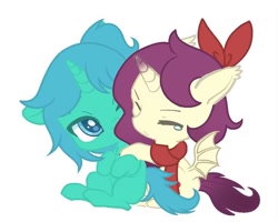 Size: 908x726 | Tagged: safe, imported from derpibooru, oc, oc:erhai ripple, oc:暮色淫淫, bat pony, pony, unicorn, horn