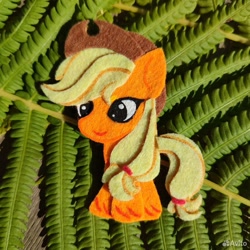 Size: 960x960 | Tagged: safe, artist:sofia metropolskaya, imported from derpibooru, applejack, earth pony, applebetes, chibi, craft, cute, felt, felting, handmade, looking away, photo, smiling, standing