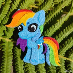 Size: 960x960 | Tagged: safe, artist:sofia metropolskaya, imported from derpibooru, rainbow dash, pegasus, chibi, craft, cute, dashabetes, felt, felting, handmade, looking away, photo, smiling, standing